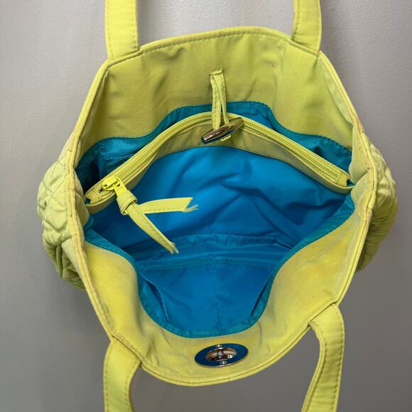 Vera Bradley Lime Green Quilted Microfiber Shoulder Bag Purse with Toggle - Picture 8 of 13